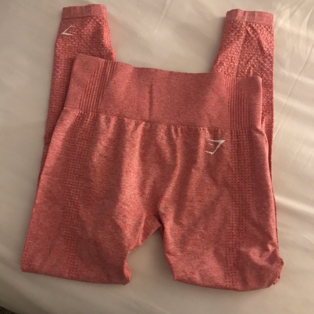 Pink/Salmon colored gym shark leggings